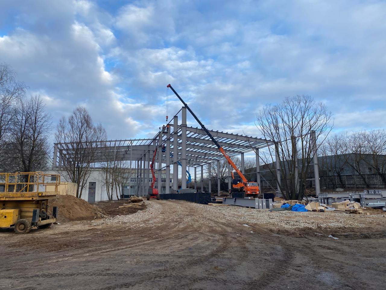 Детальная картинка для новости «Завершены работы по устройству основного и вспомогательного каркаса здания склада. Химки. М.О.»